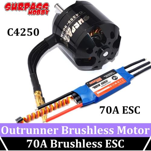 SURPASS HOBBY 3520(C4250) Brushless Motor 600KV 800KV with 70A Brushless ESC 2-6S Lipo for RC Model Fixed Wing Drone Airplane