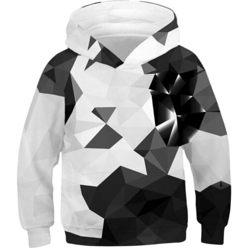 Childrens Sports Hoodies Black/White 3D Print Kids Sweatshirts Junior Child Long Sleeve Pullover 4-13y Boy/Girl Hooded Sweaters
