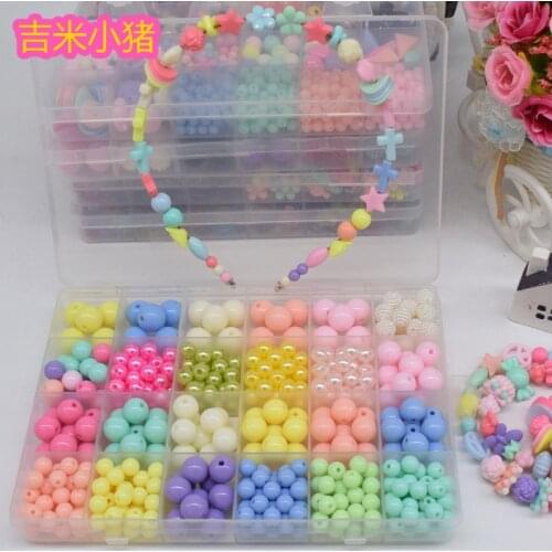 24 Grid Beads Toys for Children Lacing Necklace Bracelet Making Jewelry Girl Gift Needlework Material Set Creativity Wholesale