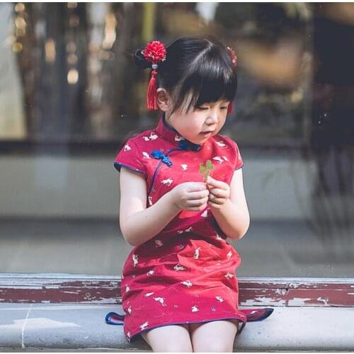 Kids dresses Girls cheongsam Children qipao Chinese dress Summer