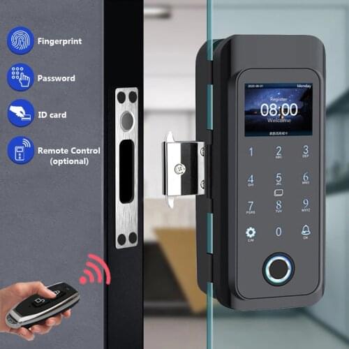 Frameless Fingerprint Glass Door Lock Office Glass Door Fingerprint Password Lock Single&Double Door Smart Card Key Door Lock