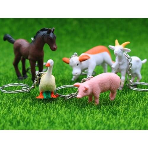 Farm animal keychain horse cow duck piggy goat pendant creative cute craft gift accessories beautiful gift for girlfriend