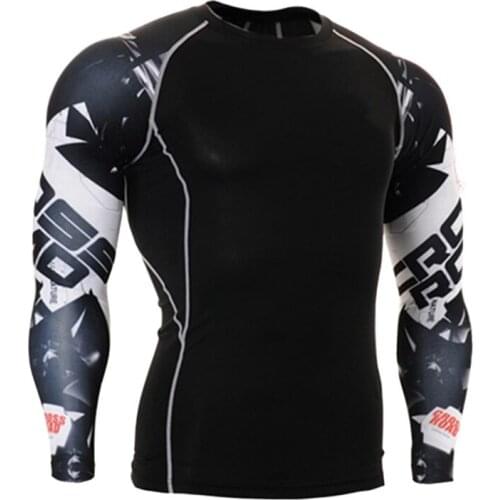 T-shirt Man Gym Jogging suit Autumn Winter Sports Thermal Shirt rashgard male 3D wolf head Crossfit T-shirt Compression Shirt