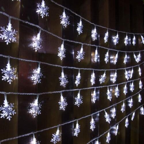 Garland Snowflake New Year Decorations Room Lighting Led Christmas Snow String Light 10M 100LEDs Plug Operated For Wedding Decor