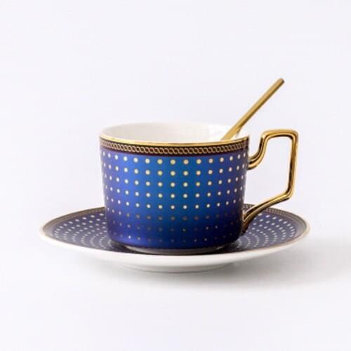 Colorful Bone Porcelain Afternoon Tea Cup And Saucer Set Ceramic Coffee Cup With saucer Stainless Spoon 200ml Home Drinkware
