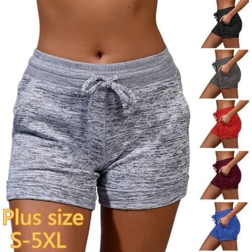 Summer Women Bottoming Quick-drying Shorts Yoga Pants Casual Sports High Waist Drawstring Stretch Fitness Shorts Plus Size S-5XL