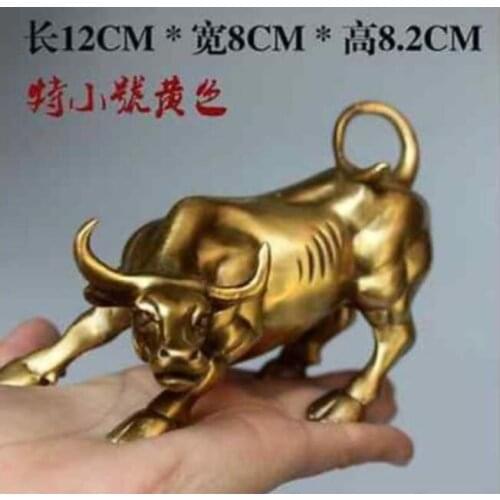 COPPER STATUE COPPER BRASS CHINESE CRAFTS DECORATION BIG WALL STREET BRONZE FIERCE BULL OX STATUE-BRASS