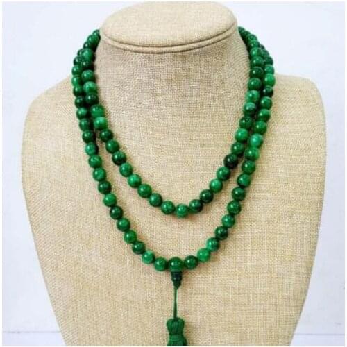 Fashion Natural Han Jade Green 6mm Round Bead Necklace Lucky Amulet Women Party Jewelry