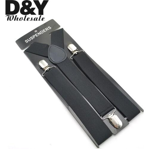 Mens Suspenders Unisex Clip-on Braces Elastic 3.5cm Black Y-back Suspender For Trousers Pants Holder Gallus Wholesale Retail