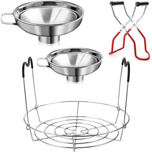 4 Pieces Canning Kit, 1PC Canning Rack+ 1PC Canning Jar Lifter Tong+ 2PC Canning Funnels, Canning Supplies Canning