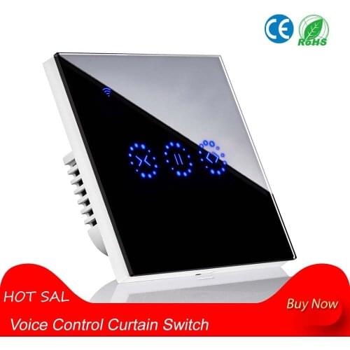 New Voice Control Curtain Switch Smart Wifi Remote Garage Doors Control Touch Switch Curtain Motor Blind Roller Shutter Timing