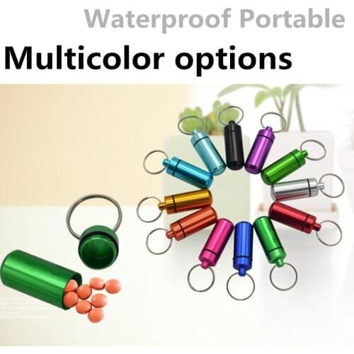 New Waterproof Aluminum Pill Box Case Bottle Drug Holder Container Keychain Medicine Box Camping Equipment Portable Gadget