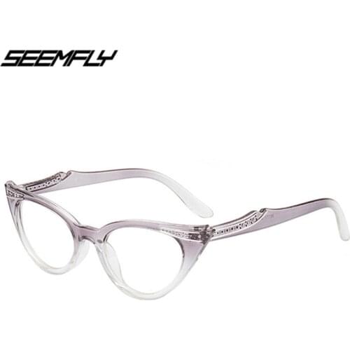 Seemfly Fashion Cat Eye Reading Glasses Men Women Luxury Candy Color Frame Clear Lens Presbyopic Eyeglasses Diopter 0 To +4.0