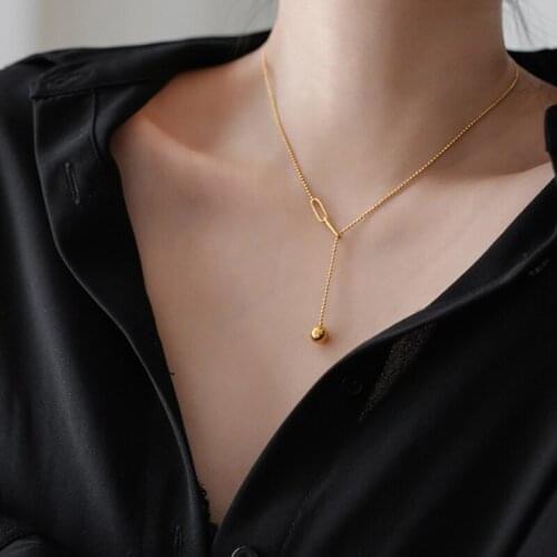 Titanium Steel Chain Necklaces For Women Pendant Temperament Design Style Smoked Pull Tassel Fashion Jewelry 2021Collar