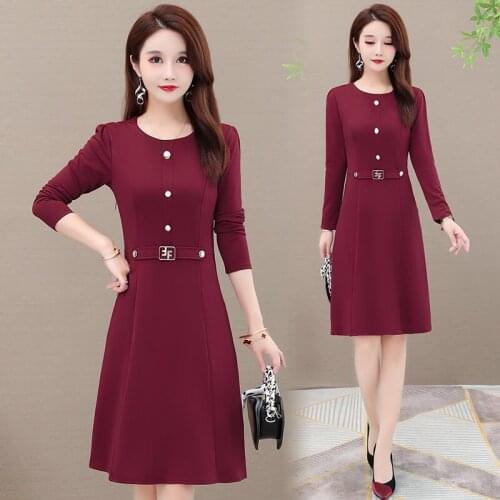 New Large Size Long Sleeve Stitching Casual A- line Dress Woman Dresses Vestido De Mujer Femme Robe