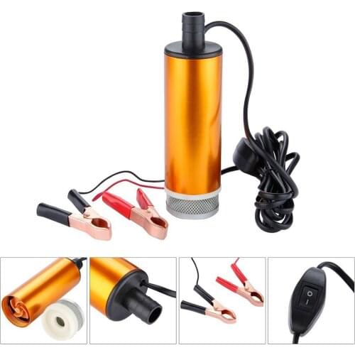 12V 24V DC Portable Mini Electric Submersible Pump Aluminum Alloy Shell for Diesel/Oil/Water/Fuel Transfer With Switch 12L/min