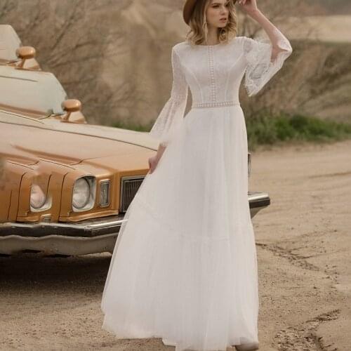 Plus Size Beach Tulle Long Sleeves Wedding Dresses Lace Custom Made Floor Length Maxi Tulle Ceremony Soft Bridal Gowns
