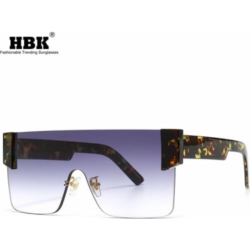HBK Oversized Square Sunglasses Women Vintage Flat Top One Piece Lens Sunglasses Luxury Transparent Designer Men Eyewear UV400