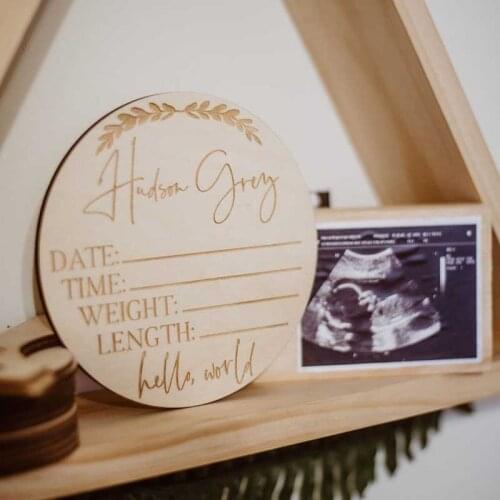 Engraved Baby Name Sign, Wooden Baby Name Sign, New Baby Arrival, Newborn Photo Props, Hello World Milestones