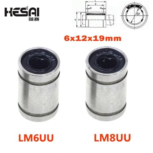 3DPrinter Parts Accessory 1Pcs LM6UU / LM8UU 6mm 6x12x19mm Linear Ball Bearing Bush Bushing 6*12*19mm