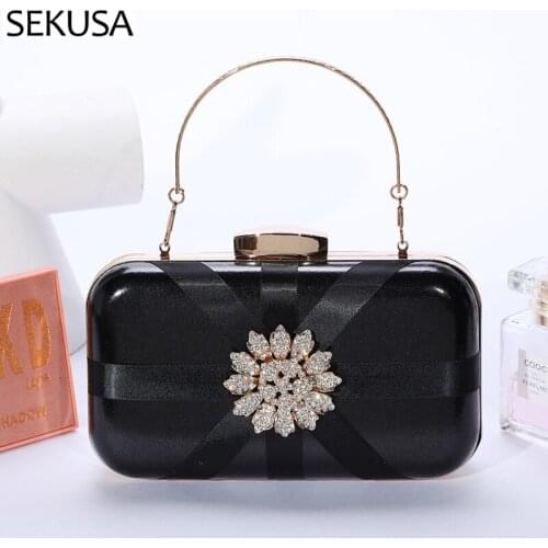 Women Box Acrylic Handbag Brand Designer Metal Flower Small Shoulder Bag Female Evening Wedding Party Clutch Purse