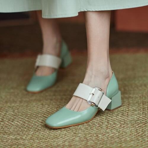 2021 New Spring Wedding Party Shoes Woman Heels Fashion Squar Etoe High Heels Pumps For Women Fashion Womens Office Shoes