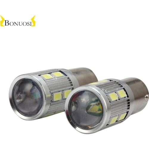 10pcs s25 Led car tail Signal light 1156 BA15S BAU15Sauto Reverse lights White P21W 5630 12smd 1Cree Chips lens Signal Lamp
