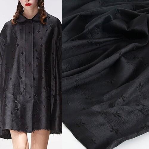 100x145cm White and Black Three-dimensional small flowers Jacquard Fabric For Woman Dress coat DIY Sewing