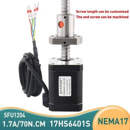 17HS6401S 60mm 70N.CM 1.7A nema17 stepper motor with ballscrew sfu1204 150 250 350mm 42 step motor for CNC engraving machine
