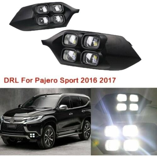 2Pcs Car LED Daytime Running Light DRL for Mitsubishi Pajero Sport Montero 2016-2017