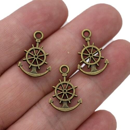 20Pcs Antique Bronze Plated Anchor Rudder Charms Pendants for Jewelry Making Necklace DIY Bracelet Accessories Earrings