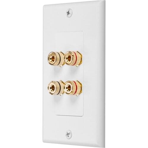 4 Posts Speaker Wall Plate Home Theater Wall Plate Audio Panel for 2 Speakers