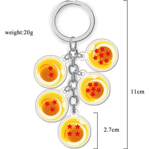 5PCS/Set Anime Collection Key Buckle Son Goku Acrylic Keychain Comic Figure Transparent Pendants Key Ring