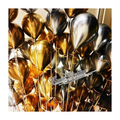 50pcs Gold silver Metal Latex Balloons Birthday Party Decorations Kids 10inch Chrome Balloon Confetti Latex Wedding Decor globos