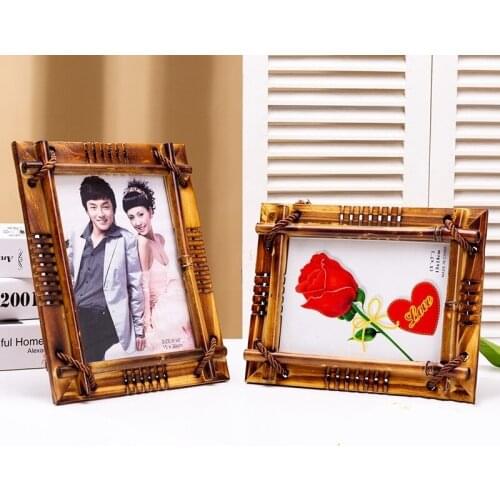 6/7/8 Inch Creative Handmade Wood/Bamboo Photo Frame Living Room Ornaments