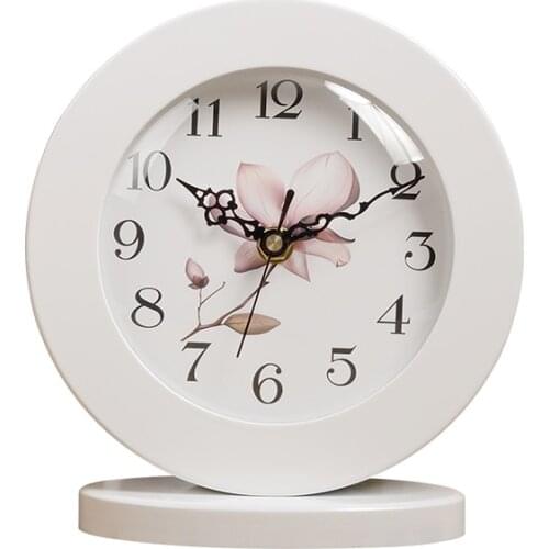 6 Inch White Classic Wooden Silent Table Clock Retro creative Art Desk Clock Home decro