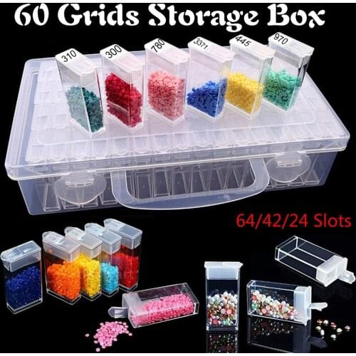 64/42/24 Grids Storage Boxes Display Box Diamond Painting Resin Rhinestone Beads Transparent Container Jewelry Drill Gift Box