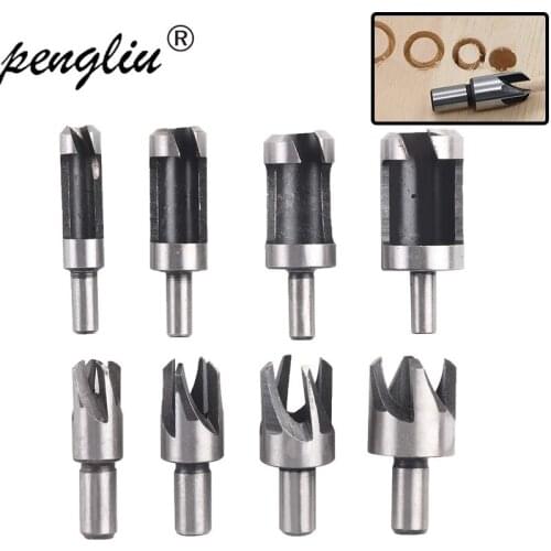 8Pcs/set Taper Claw Type Wood Plug Cutter Drill Bits Carbon Steel Drill Set Woodwork Tools 6mm/ 10mm/ 13mm/ 16mm