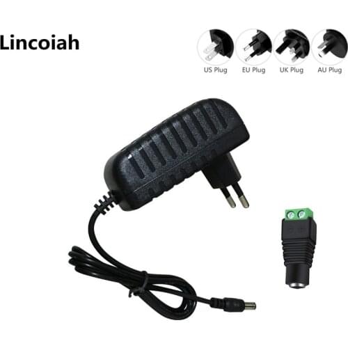 AC DC 12v 2A 2000ma adapter power supply adaptor EU UK AU US PLUG 5.5*2.5mm wall charger for DC male female led strip light lamp
