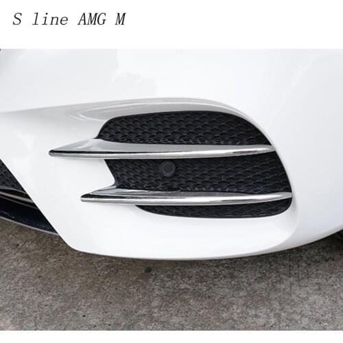 Car Styling Front Bumper Head Fog Light Grill Stainless Steel Cover Sticker Trim For Mercedes Benz E Class W213 Auto Accessories