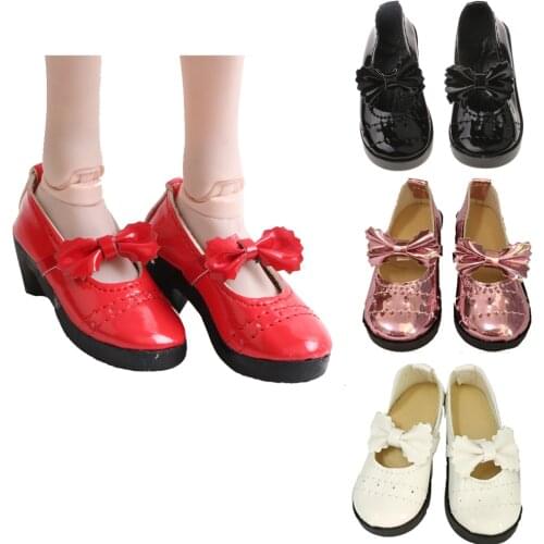 Doll Accessories Mini Cute Shoes 1/3 BJD Lolita Chunky Heel Bowknot Shoes 8cm PU Leather for 1/3 BJD 60CM SD Doll Shoes for Girl