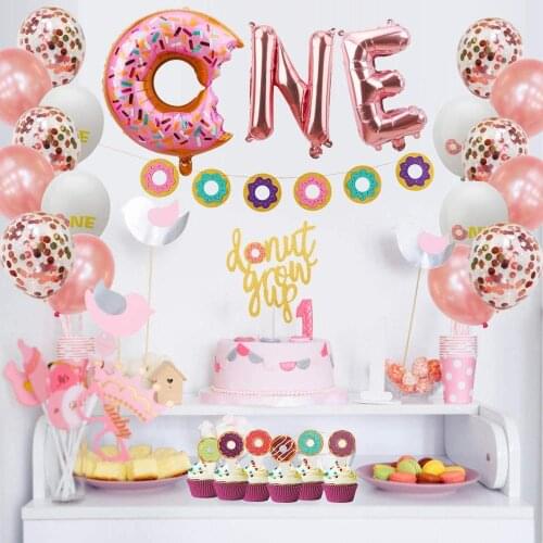 Baby Shower Kids Donut Birthday Party Theme 42 Inch Digital Foil Balloon Happy Birthday Decor Inflatable Ball Sweet Kids Party