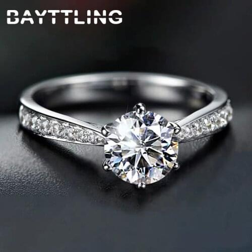BAYTTLING 925 Sterling Silver Ring CZ Zircon Open Ring For Woman Luxury Wedding Party Jewelry Gift