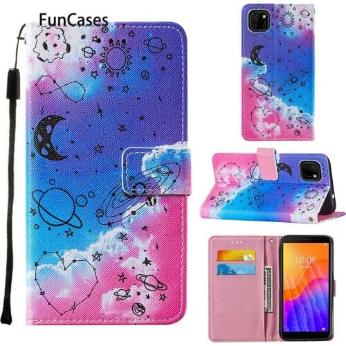 Geometry PU Leather Wallet Book Phone Shell Case For para Huawei Y6P 2020 sFor Huawei cover P Smart 2020 Y5P Etui Cell Phone Bag