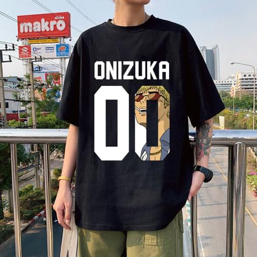 Great Teacher Onizuka Tshirt Men Pure Cotton Japanese Manga Eikichi T-shirt Anime GTO T Shirt Short Sleeve Fashion Tee Top Gift