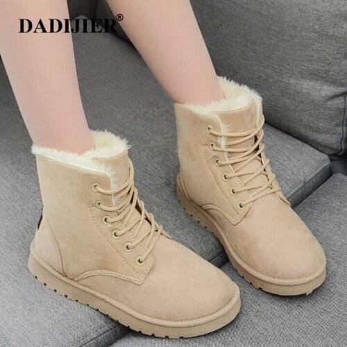 Classic Women Winter Boots Suede Snow Boots Female Warm Fur Plush Insole High Quality Botas Mujer Lace-Up women boot ST316