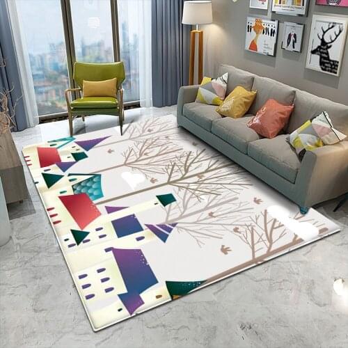 Tapis Salon 2021 Non-Slip Carpet Bedroom Living Room Decor Carpet Fresh and Simple Style Pattern Flannel Carpet Alfombra