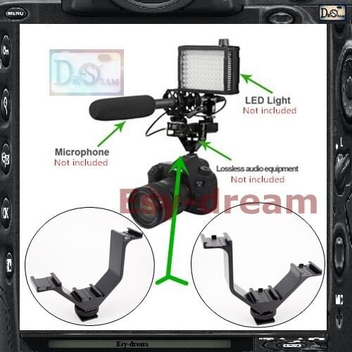 10.5cm Triple Shoe V-Bracket V-Shape Wide 3 Hot Cold Shoe Bracket for Flash Speedlite Microphone Led Light PS135