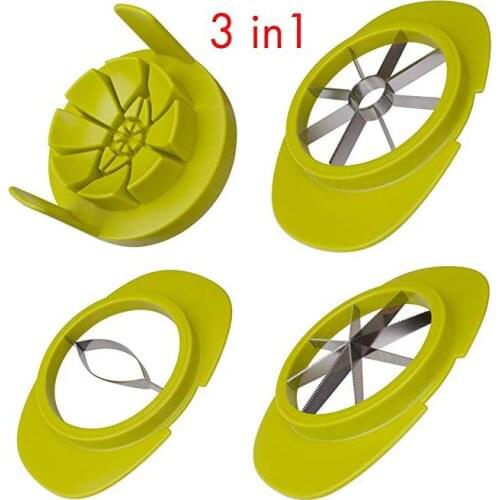 3-in-1 Multifunction apple Pear Mango Tomato Orange Pitaya Fruit Vegetables Slicer Corer Cutter with Common Base, Kitchen Gadget