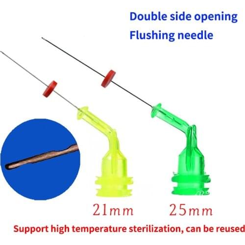 31GA Reusable Dental Endo Irrigation Needle Tip Elbow Double Side Hole For Root Canal Syringe Anterior & Molar Teeth